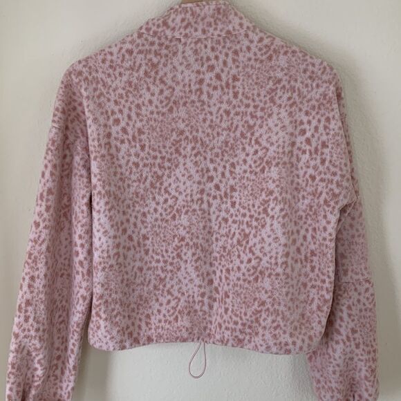Pink‎ Cheetah Print forever 21 cropped quarter-zip fleece sweatshirt small - Picture 5 of 9